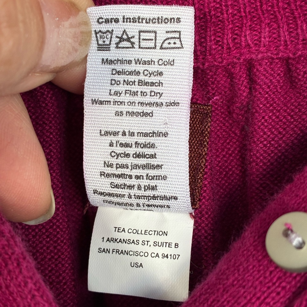 Tea Collection Fuchsia Button-Up Pointelle Sweater - Picture 4 of 11